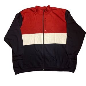 Big and Tall Full Zip Fleece Jacket Size 7XL Red White and Blue